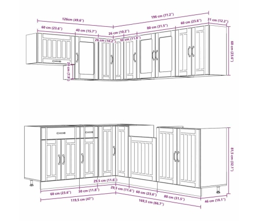 Mueble cocina Lucca gris hormigón 11 pzas madera contrachapada