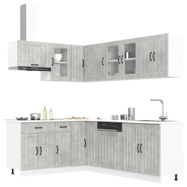 Mueble cocina Lucca gris hormigón 11 pzas madera contrachapada