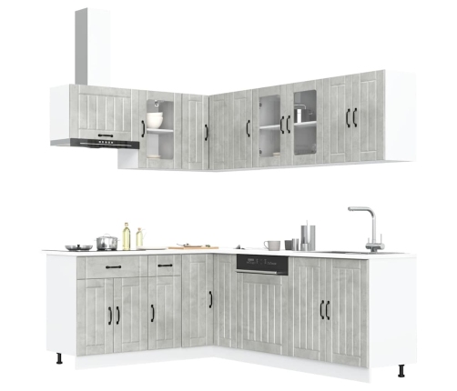 Mueble cocina Lucca gris hormigón 11 pzas madera contrachapada