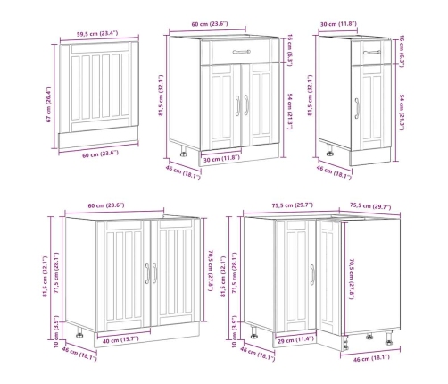 Mueble cocina Lucca roble ahumado 11 pzas madera contrachapada