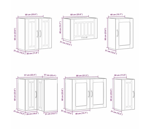 Mueble cocina Lucca roble ahumado 11 pzas madera contrachapada