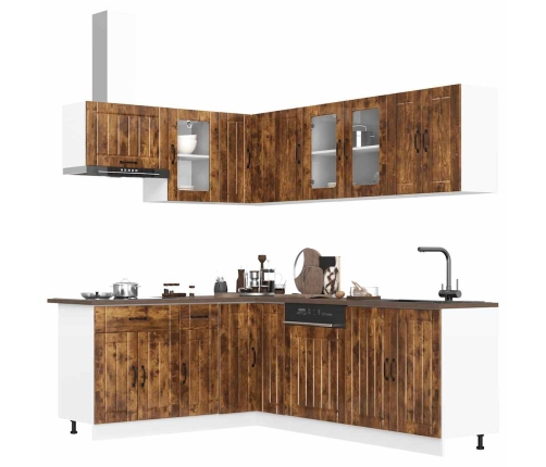 Mueble cocina Lucca roble ahumado 11 pzas madera contrachapada