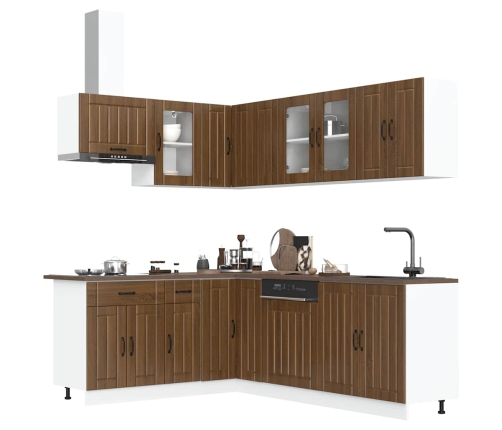 Mueble cocina Lucca roble marrón 11 pzas madera contrachapada