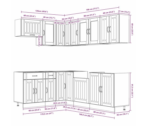 Mueble cocina Lucca madera vieja 11 pzas madera contrachapada