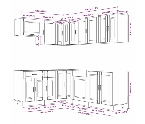 Mueble de cocina Porto blanco 11 piezas madera contrachapada