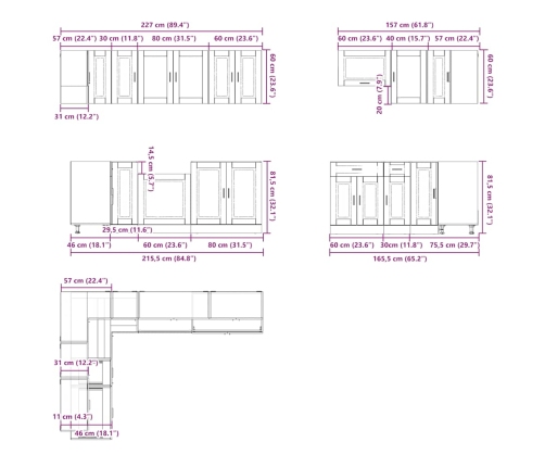 Mueble de cocina Porto blanco 11 piezas madera contrachapada