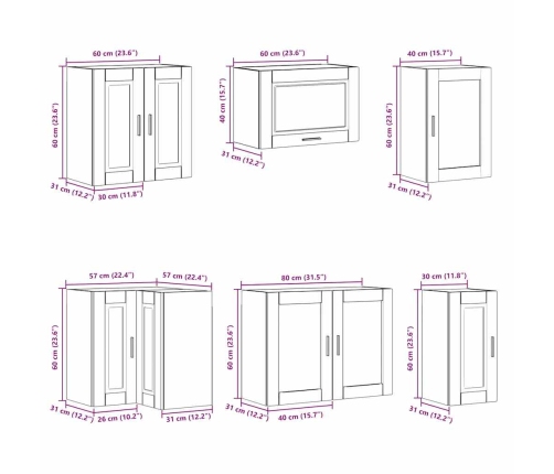 Mueble de cocina Porto blanco 11 piezas madera contrachapada