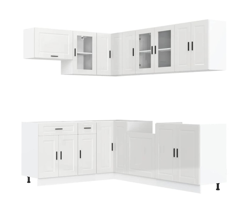 Mueble cocina Porto blanco brillo 11 pzas madera contrachapada