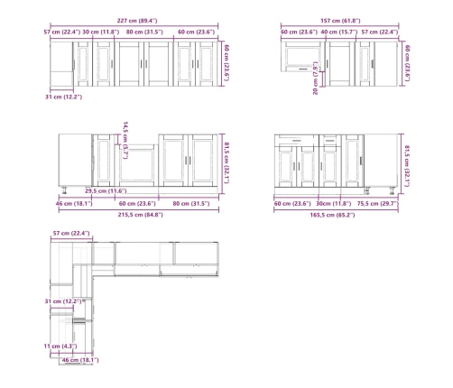 Mueble cocina Porto blanco brillo 11 pzas madera contrachapada