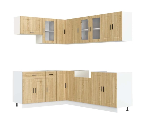 Mueble cocina Porto roble sonoma 11 pzas madera contrachapada