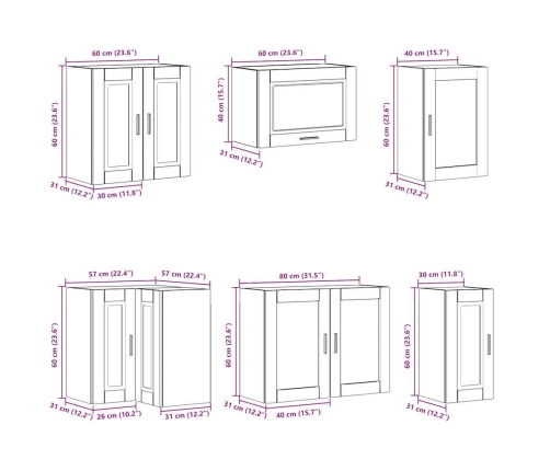 Mueble cocina Porto roble sonoma 11 pzas madera contrachapada