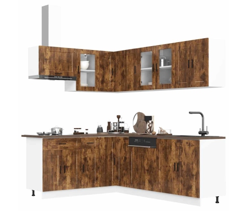 Mueble cocina Porto roble ahumado 11 pzas madera contrachapada