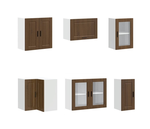 Mueble cocina Porto roble marrón 11 pzas madera contrachapada