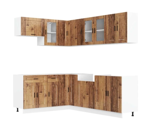 Mueble cocina Porto madera vieja 11 pzas madera contrachapada