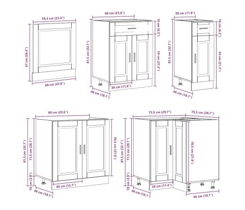 Mueble cocina Porto madera vieja 11 pzas madera contrachapada