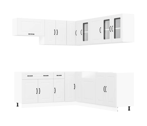 Mueble de cocina Kalmar blanco 11 piezas madera contrachapada