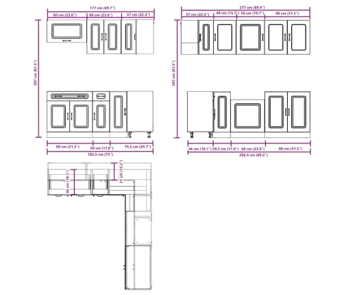 Mueble de cocina Kalmar blanco 11 piezas madera contrachapada