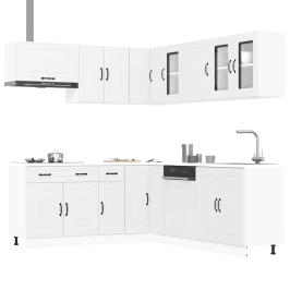 Mueble de cocina Kalmar blanco 11 piezas madera contrachapada