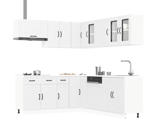 Mueble de cocina Kalmar blanco 11 piezas madera contrachapada