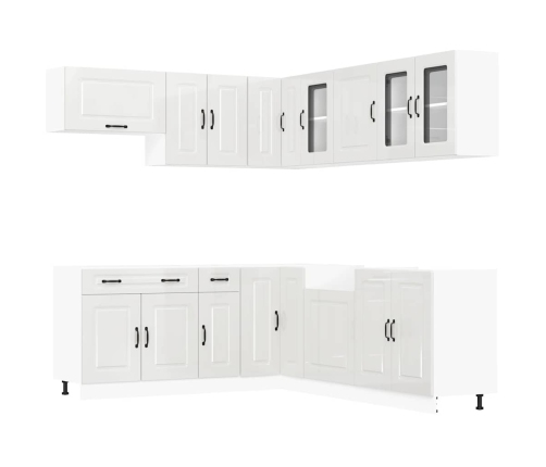 Mueble cocina Kalmar blanco brillo 11 pzas madera contrachapada