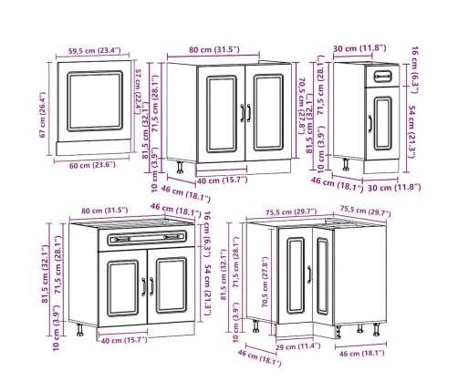 Mueble cocina Kalmar blanco brillo 11 pzas madera contrachapada