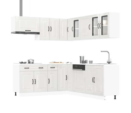 Mueble cocina Kalmar blanco brillo 11 pzas madera contrachapada