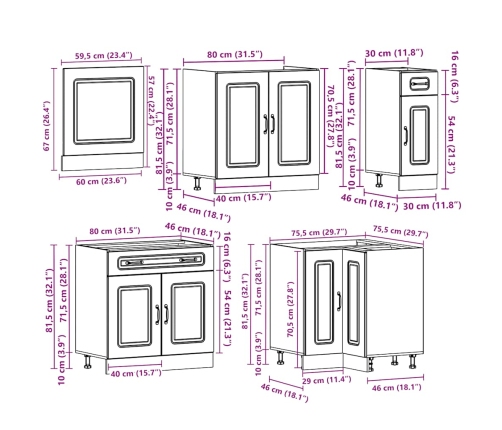 Mueble cocina Kalmar roble sonoma 11 pzas madera contrachapada