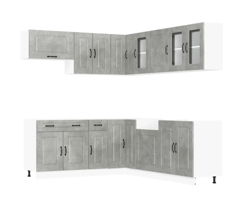 Mueble cocina Kalmar gris hormigón 11 pzas madera contrachapada