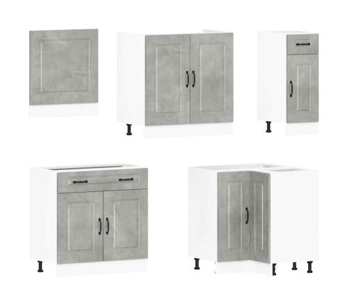 Mueble cocina Kalmar gris hormigón 11 pzas madera contrachapada