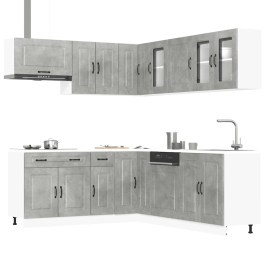 Mueble cocina Kalmar gris hormigón 11 pzas madera contrachapada