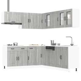 Mueble cocina Kalmar sonoma gris 11 pzas madera contrachapada