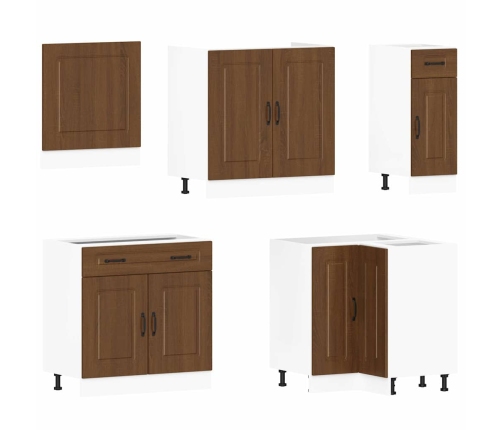 Mueble cocina Kalmar roble marrón 11 pzas madera contrachapada