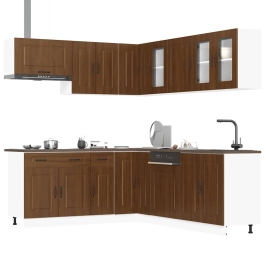 Mueble cocina Kalmar roble marrón 11 pzas madera contrachapada