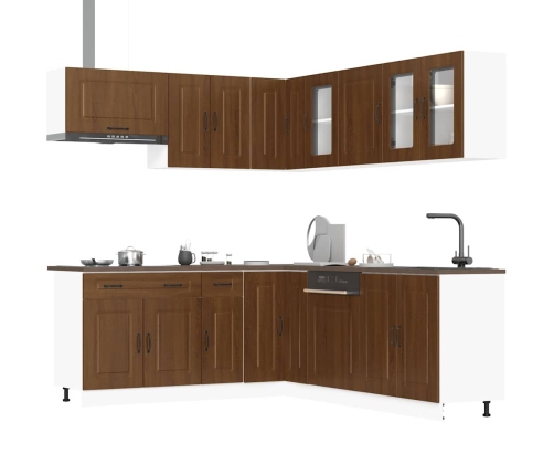 Mueble cocina Kalmar roble marrón 11 pzas madera contrachapada