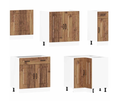 Mueble cocina Kalmar madera vieja 11 pzas madera contrachapada