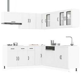 Mueble de cocina Lucca blanco 11 piezas madera contrachapada