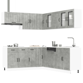 Mueble cocina Lucca gris hormigón 11 pzas madera contrachapada