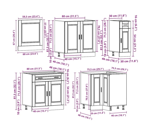 Mueble de cocina Porto blanco 11 piezas madera contrachapada