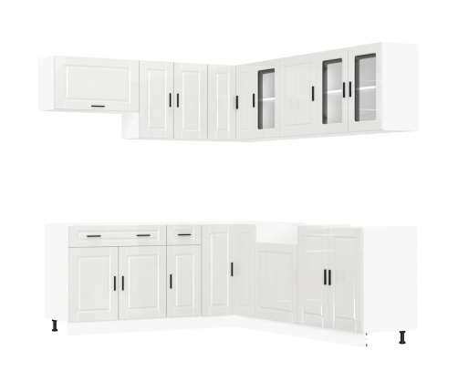 Mueble cocina Porto blanco brillo 11 pzas madera contrachapada