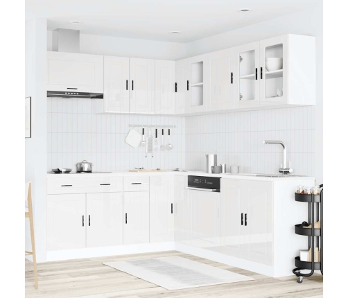 Mueble cocina Porto blanco brillo 11 pzas madera contrachapada