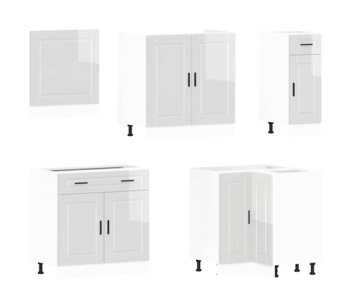 Mueble cocina Porto blanco brillo 11 pzas madera contrachapada