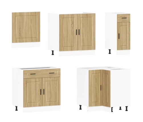 Mueble cocina Porto roble sonoma 11 pzas madera contrachapada