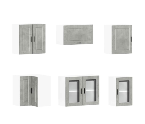 Mueble cocina Porto gris hormigón 11 pzas madera contrachapada