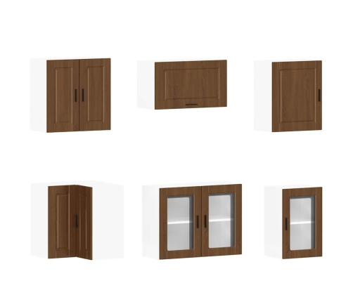 Mueble cocina Porto roble marrón 11 pzas madera contrachapada