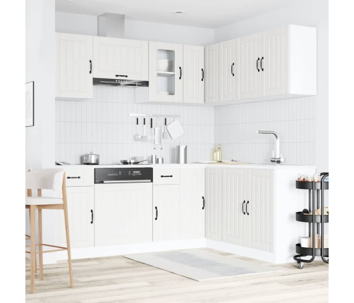 Mueble de cocina Kalmar blanco 11 piezas madera contrachapada