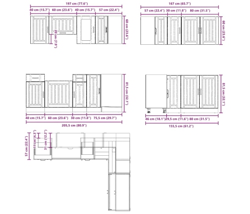 Mueble de cocina Kalmar blanco 11 piezas madera contrachapada