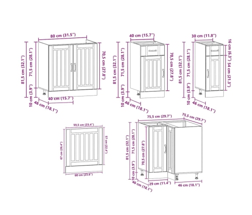 Mueble de cocina Kalmar blanco 11 piezas madera contrachapada