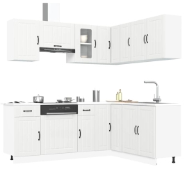 Mueble de cocina Kalmar blanco 11 piezas madera contrachapada