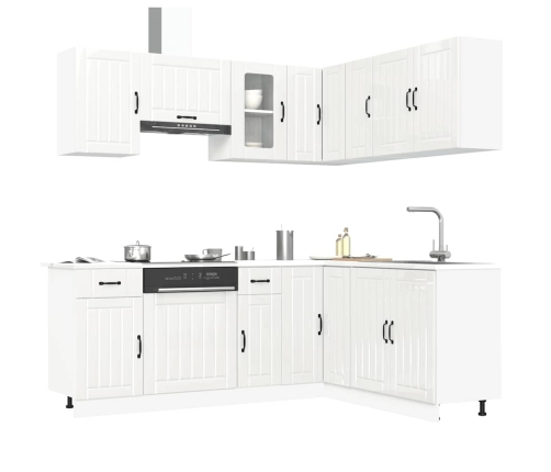 Mueble cocina Kalmar blanco brillo 11 pzas madera contrachapada