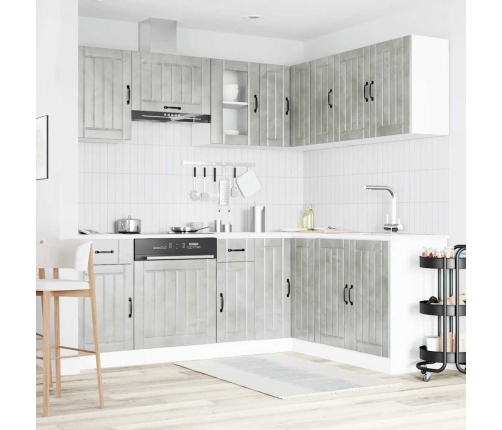 Mueble cocina Kalmar gris hormigón 11 pzas madera contrachapada